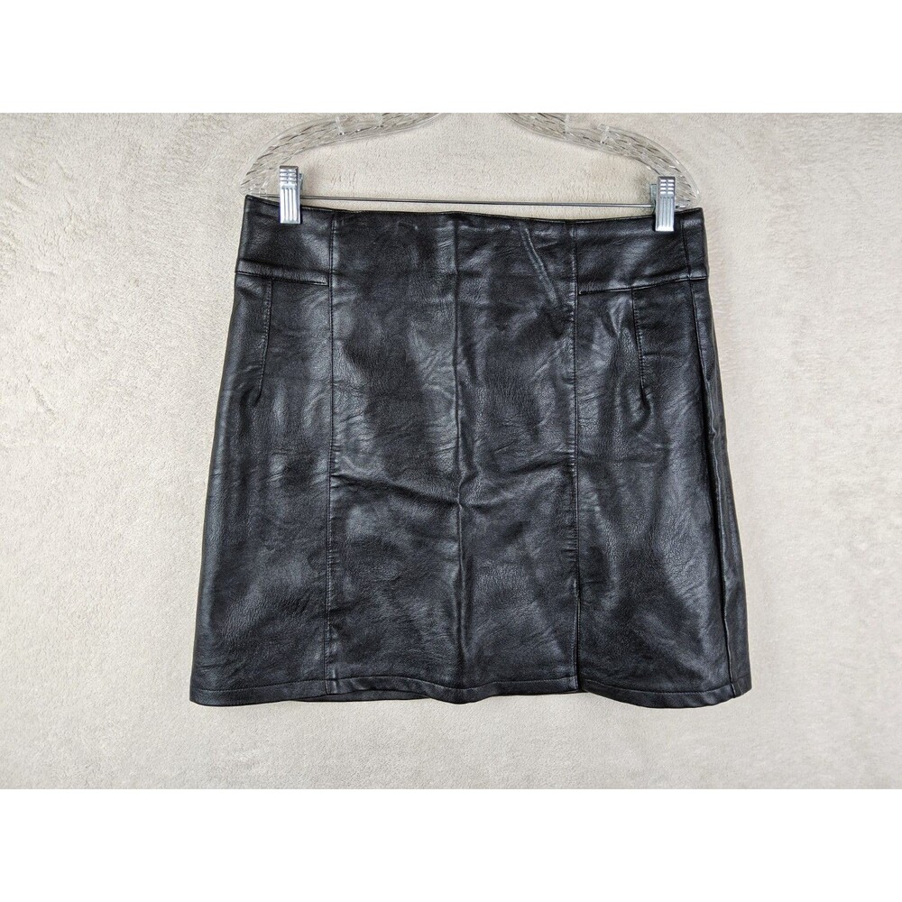 Topshop Women's Faux Leather Mini Skirt Black Size 10